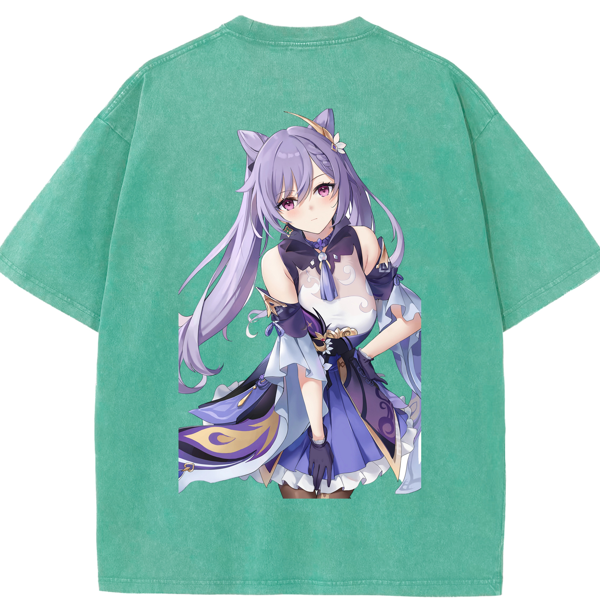 げんし神 刻晴 こくせい genshin Kokusei 綿100% ヴィンテージ風 半袖Tシャツ（背面プリント）